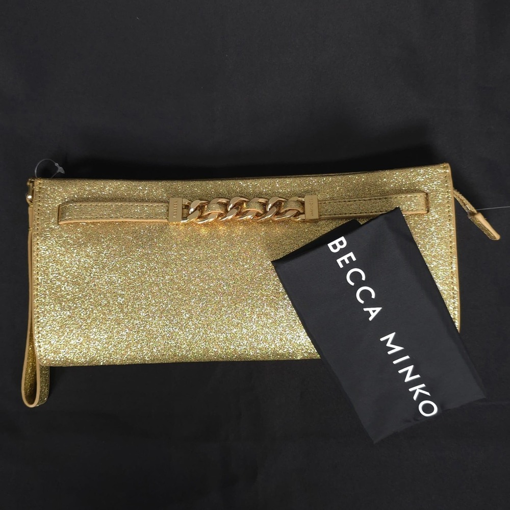 REBECCA MINKOFF Womens New Wristlet Bag Curb Link Clutch Gold HF24TGFCLT‎